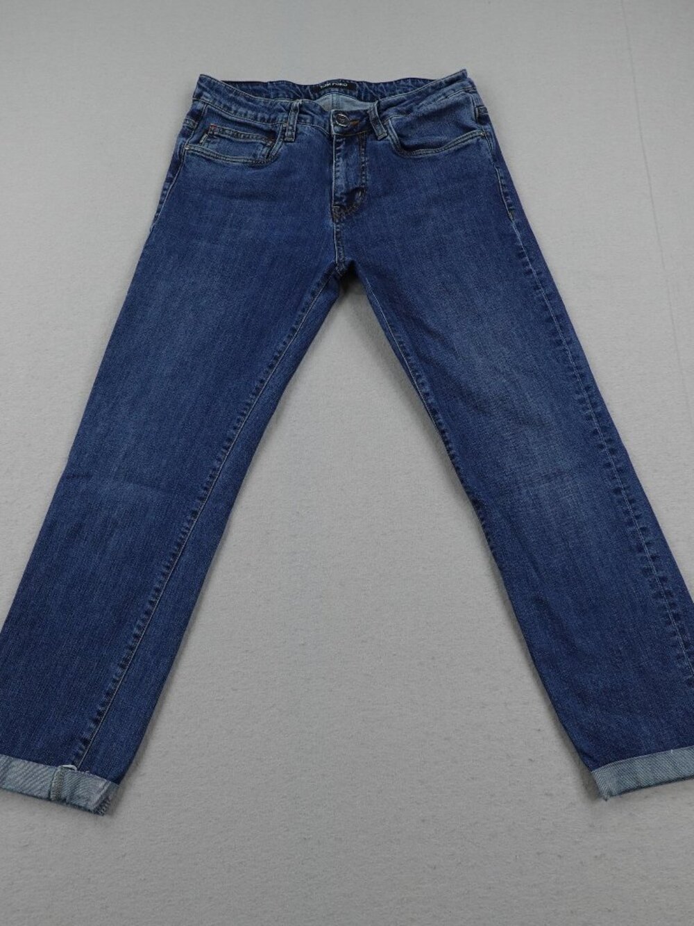 Tom Ford Jeans Mens 32 Blue Denim Cuffed Straight Leg Stretch Flex Pants